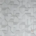 Philipp Plein 2 Z81009 Üç Boyutlu Geometrik Dokulu Gümüş Gri Lüks Duvar Kağıdı, 10m²