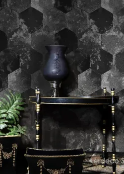 Philipp Plein 2 Z81025 Altıgen Desenli Siyah-Gri Dokulu Lüks Duvar Kağıdı, 10m² Philipp Plein 2 Z81025 Altıgen Desenli Siyah-Gri Dokulu Lüks Duvar Kağıdı, 10m²