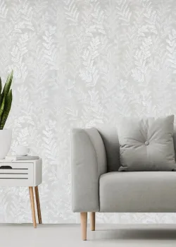 Satin Flowers Z66813 – Gri Yaprak Desenli Duvar Kağıdı