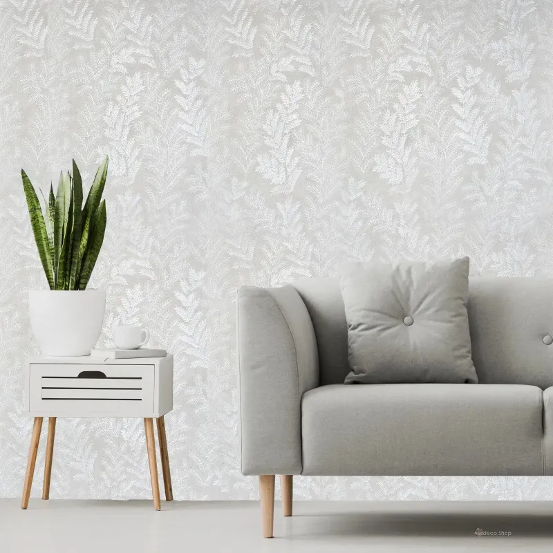 Satin Flowers Z66813 – Gri Yaprak Desenli Duvar Kağıdı