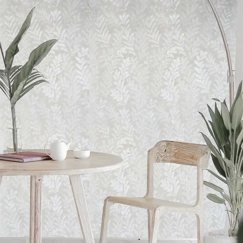 Satin Flowers Z66813 – Gri Yaprak Desenli Duvar Kağıdı