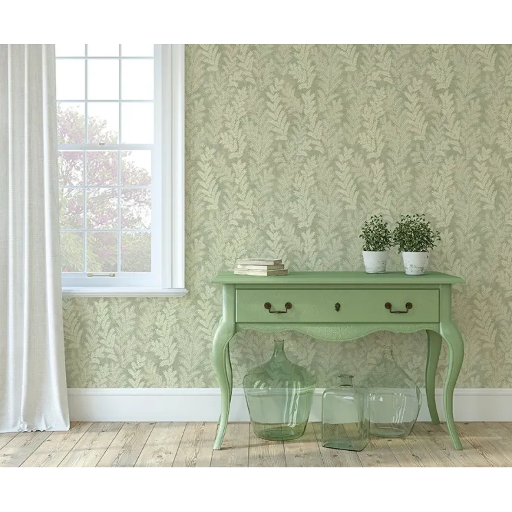 Satin Flowers Z66818 Doğal Yaprak Desenli Duvar Kağıdı