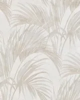Satin Flowers Z66824 Palmiye Desenli Tropikal Bej Duvar Kağıdı