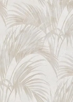 Satin Flowers Z66824 – Palmiye Desenli Tropikal Bej Duvar Kağıdı