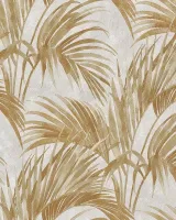 Satin Flowers Z66826 Altın Palmiye Desenli Tropikal Duvar Kağıdı