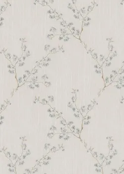 Satin Flowers Z66829 – Pastel mavi, kahve dallı çiçekli duvar kağıdı