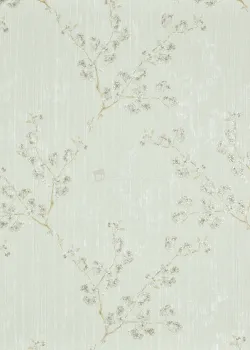 Satin Flowers Z66832 – Bej zeminli çiçek dallı duvar kağıdı