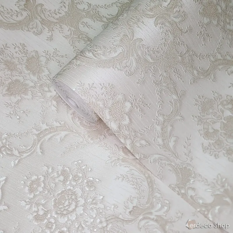 Satin Flowers Z66839 bej krem Viktoryen damask duvar kağıdı