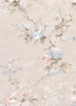 Satin Flowers Z66861 pastel çiçekli romantik klasik duvar kağıdı