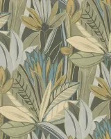 Satin Flowers Z66872 Toprak Tonlu Tropik Duvar Paneli