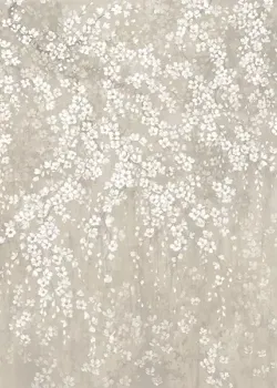 Satin Flowers Z66878 Açık Gri Fonlu Beyaz Çiçek Duvar Paneli