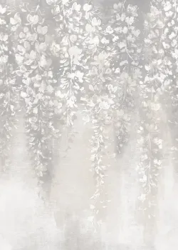 Satin Flowers Z66896 Gri Beyaz Sarkık Çiçek Paneli