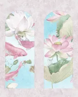 Satin Flowers Z66869 Pembe Çiçekli Koi Balık Duvar Paneli