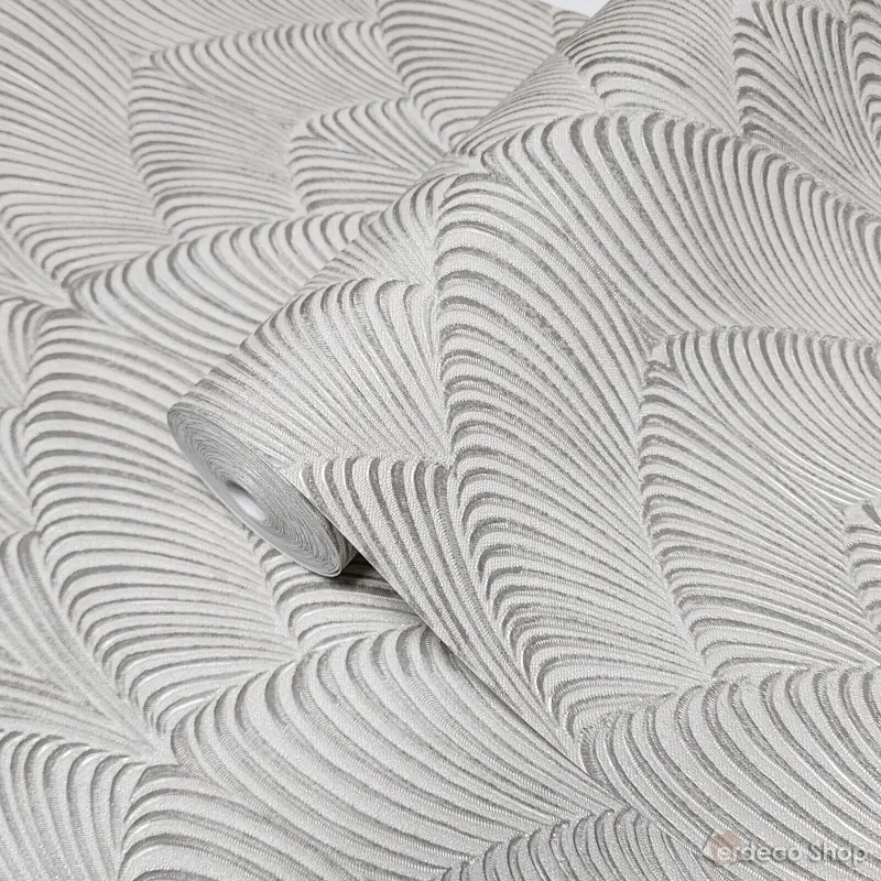 Tradizione Z21710 açık gri kırık beyaz dalgalı kumaş 3D duvar kağıdı