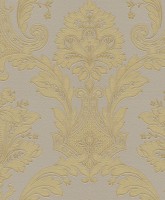 Tradizione Italiana Z21728 Klasik Damask Desenli Altın Sarı ve Grej Duvar Kağıdı, 5.33m²