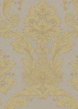 Tradizione Italiana Z21728 Klasik Damask Desenli Altın Sarı ve Grej Duvar Kağıdı, 5.33m²