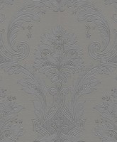 Tradizione Italiana Z21734 Klasik Damask Desenli Antrasit ve Füme Gri Duvar Kağıdı, 5.33m²