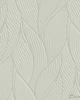 Trussardi 7 Z18907, Kabartmalı Yaprak Desenli Açık Gri Duvar Kağıdı, 7m²