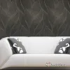 Koyu kahve ve bronz rengi, kabartmalı dalgalı yaprak desenli modern elyaf duvar kağıdı