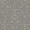 Kabartmalı gri damask desenli, gri/bej tonlarında lüks elyaf duvar kağıdı