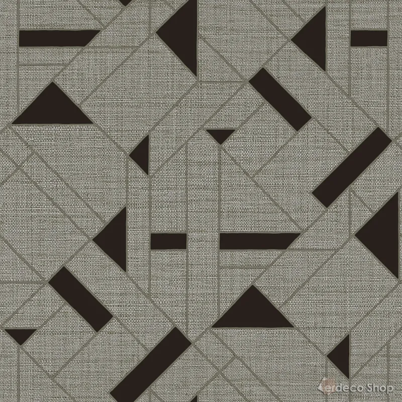 Trussardi 7 Z18950: Geometrik füme modern iç mekan duvar kağıdı Modern geometrik desenli, füme ve koyu kahve tonlarında keten dokulu elyaf duvar kağıdı