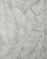 Trussardi 8 Z30301, Krem Büyük Yaprak Desenli Duvar Kağıdı, 7m²