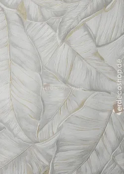 Trussardi 8 Z30301, Krem Büyük Yaprak Desenli Duvar Kağıdı, 7m²