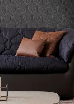 Trussardi 8 Z30324, Füme Gri Kabartmalı Yelpaze Desenli Duvar Kağıdı, 7m²