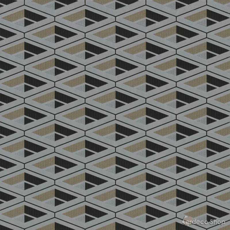 Vision Z76006 geometrik üçgen desenli duvar kağıdı, gri, siyah, bej, 3D