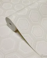 Vision Z76030 Bej Taupe Altıgen Geometrik 3D Modern Duvar Kağıdı