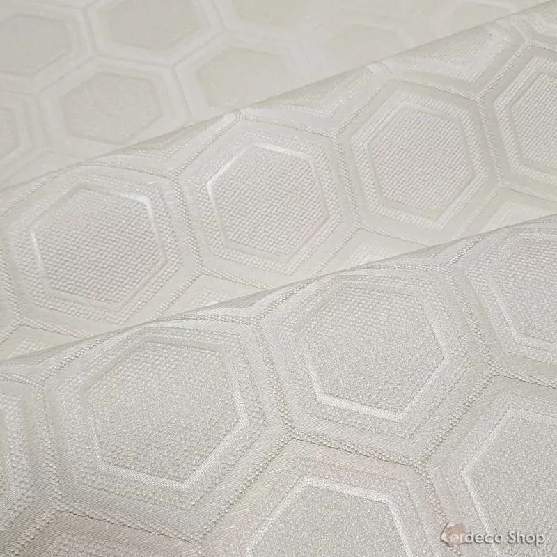 Vision Z76030 bej taupe tonlarında, 3D altıgen geometrik desenli, modern duvar kağıdı.