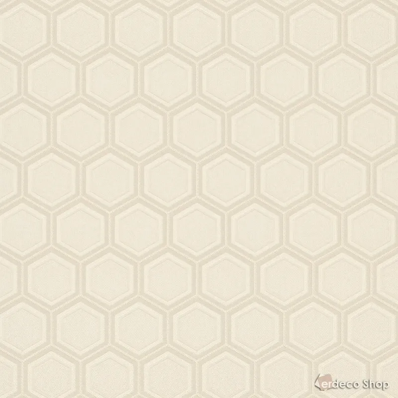 Vision Z76030 bej taupe tonlarında, 3D altıgen geometrik desenli, modern duvar kağıdı.