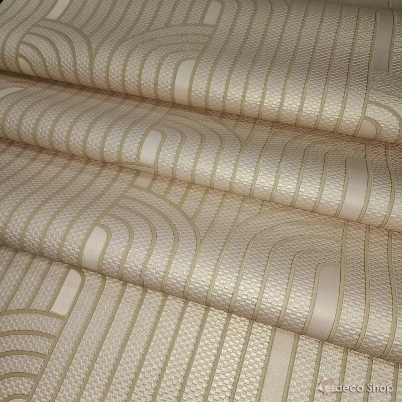 Vision Z76042 Bej Art Deco Geometrik Duvar Kağıdı Vision Z76042 bej tonlarında, Art Deco esintili, kemerli veya boru formlu geometrik desenli modern duvar kağıdı.