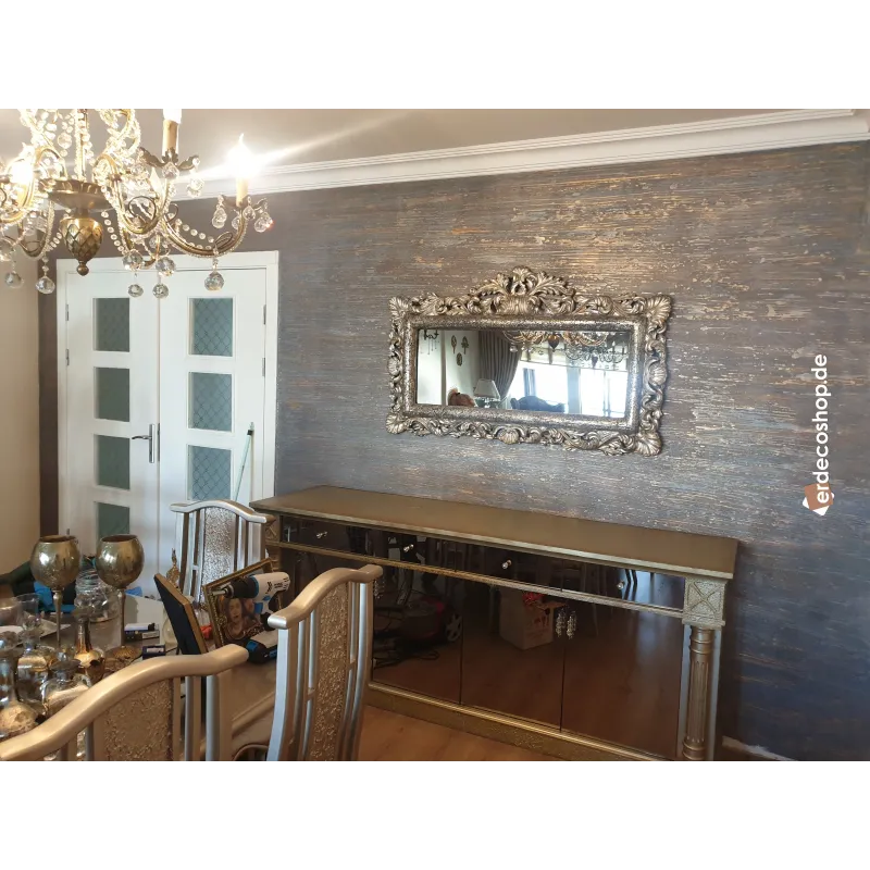 Yatay antrasit ve bronz çizgili, belirgin kabartmalı ve pürüzlü dokulu, modern dekoratif duvar tasarımı E133.