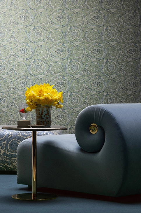 Versace Home Versace 6 BAROCCO Versace Home Versace 6 BAROCCO yeşil gri barok sarmal desenli duvar kağıdı