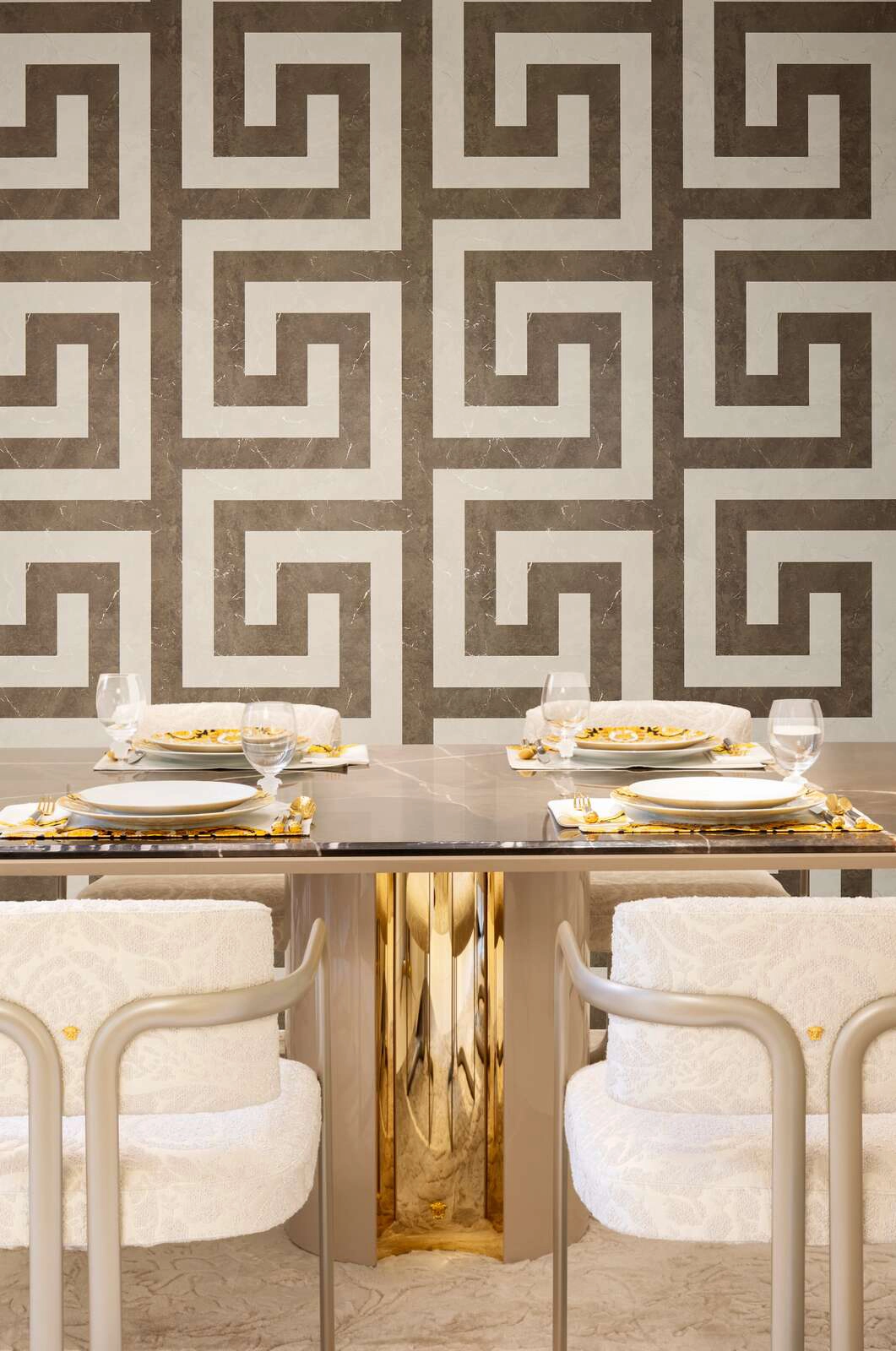 Versace Home Versace 6 GREEK Versace Home Versace 6 GREEK kahverengi krem yunan meander desenli duvar kağıdı